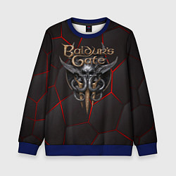 Свитшот детский Baldurs Gate 3 logo red black geometry, цвет: 3D-синий