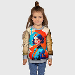 Свитшот детский Девушка в брызгах краски, цвет: 3D-меланж — фото 2