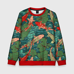 Свитшот детский Паттерн карпы кои, цвет: 3D-красный