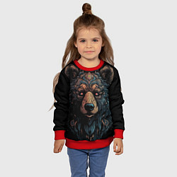 Свитшот детский Медведь из узоров, цвет: 3D-красный — фото 2