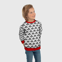 Свитшот детский Ромбы из черных треугольников, цвет: 3D-красный — фото 2