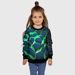 Свитшот детский Разломленные зеленые плиты, цвет: 3D-черный — фото 2