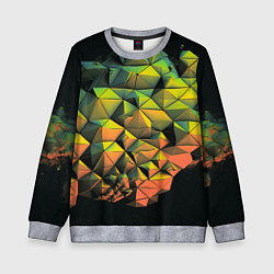 Свитшот детский Зеленая кубическая абстракция, цвет: 3D-меланж