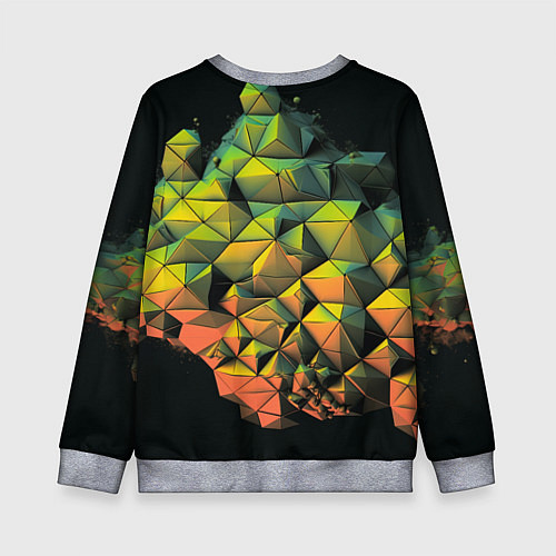 Детский свитшот Зеленая кубическая абстракция / 3D-Меланж – фото 2