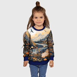 Свитшот детский Солнечное утро в цветущих горах, цвет: 3D-синий — фото 2