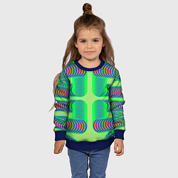 Свитшот детский Дуги на зеленом фоне, цвет: 3D-синий — фото 2
