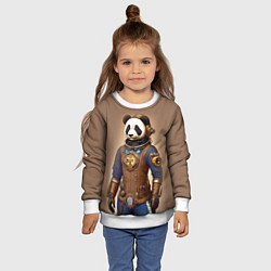 Свитшот детский Крутой панда в стиле стимпанк - нейросеть, цвет: 3D-белый — фото 2