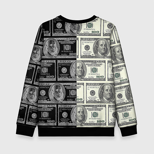 Детский свитшот План миллионера на фоне доллара / 3D-Черный – фото 2