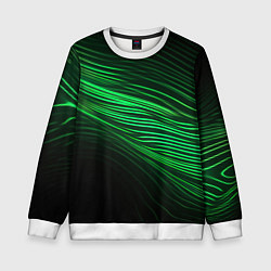 Свитшот детский Green neon lines, цвет: 3D-белый