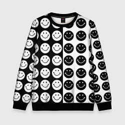 Свитшот детский Smiley black and white, цвет: 3D-черный