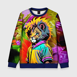 Свитшот детский Funny lion cub - pop art, цвет: 3D-синий
