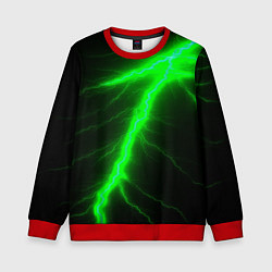 Свитшот детский Зеленый разряд молнии, цвет: 3D-красный