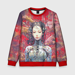 Свитшот детский Боевая девушка-оператор мехов, цвет: 3D-красный
