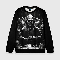 Свитшот детский Скелеты и диджей на клубной вечеринке, цвет: 3D-черный