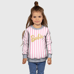 Свитшот детский Barbie - золотая надпись и бело-розовые полосы, цвет: 3D-меланж — фото 2