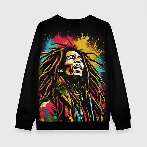 Детский свитшот Боб Марли в стиле арт / 3D-Черный – фото 2