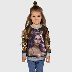 Свитшот детский Девушка с фиолетовыми волосами в короне, цвет: 3D-меланж — фото 2