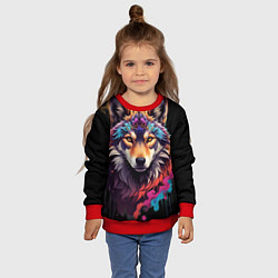 Свитшот детский Волчица, цвет: 3D-красный — фото 2