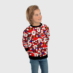 Свитшот детский Новогодний паттерн с дедами морозами, цвет: 3D-черный — фото 2