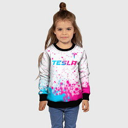 Свитшот детский Tesla neon gradient style: символ сверху, цвет: 3D-черный — фото 2