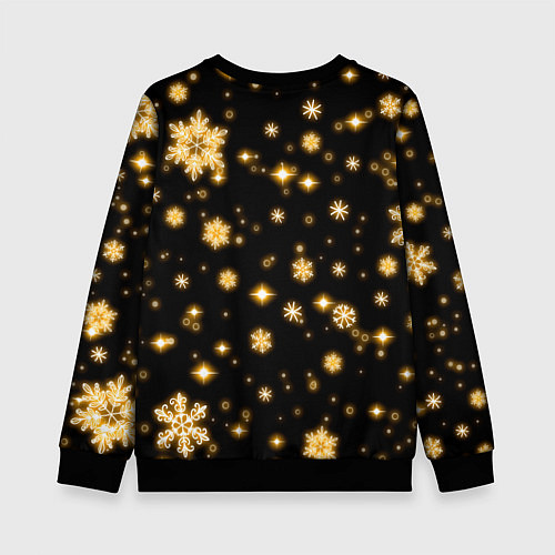 Детский свитшот Новый 2024 год - золотые снежинки / 3D-Черный – фото 2