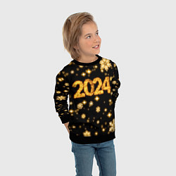 Свитшот детский Новый 2024 год - золотые снежинки, цвет: 3D-черный — фото 2