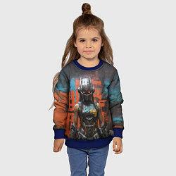 Свитшот детский Девушка в маске хищника, цвет: 3D-синий — фото 2