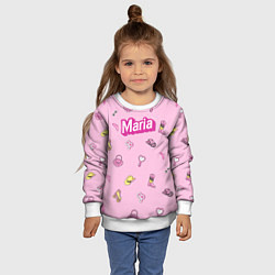 Свитшот детский Имя Мария в стиле барби - розовый паттерн аксессуа, цвет: 3D-белый — фото 2