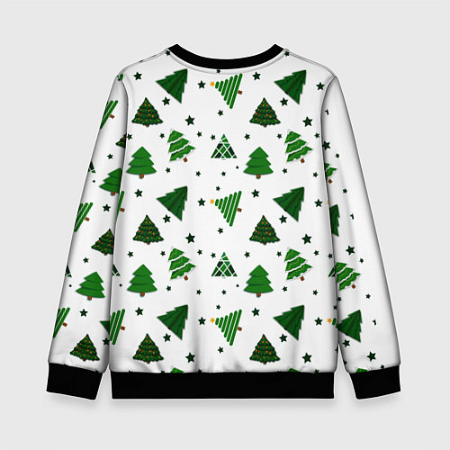 Детский свитшот Узор с зелеными елочками / 3D-Черный – фото 2