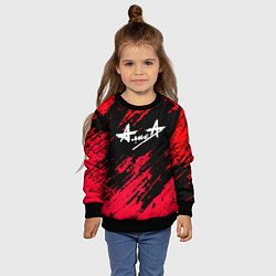 Свитшот детский Алиса рок группа краски штрихи, цвет: 3D-черный — фото 2
