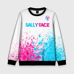 Свитшот детский Sally Face neon gradient style: символ сверху, цвет: 3D-черный