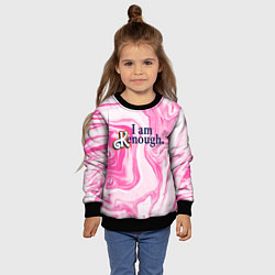 Свитшот детский I am kenough - розовые разводы краски, цвет: 3D-черный — фото 2