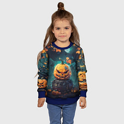Свитшот детский Хэллоуинская тыква под луной, цвет: 3D-синий — фото 2