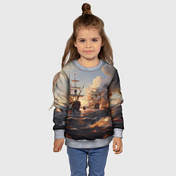 Свитшот детский Морское сражение, цвет: 3D-меланж — фото 2