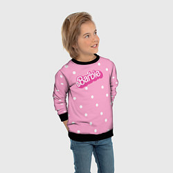 Свитшот детский Барби - белый горошек на розовом, цвет: 3D-черный — фото 2