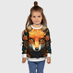 Свитшот детский Лис в стиле фолк-арт, цвет: 3D-белый — фото 2