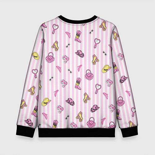 Детский свитшот Барби - розовая полоска и аксессуары / 3D-Черный – фото 2