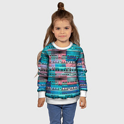 Свитшот детский Голубой с разноцветными вставками этнический орнам, цвет: 3D-белый — фото 2