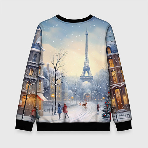 Детский свитшот Новогодний Париж / 3D-Черный – фото 2