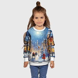 Свитшот детский Новогодний городской пейзаж, цвет: 3D-белый — фото 2