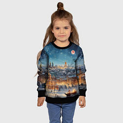 Свитшот детский Ночной новогодний город, цвет: 3D-черный — фото 2