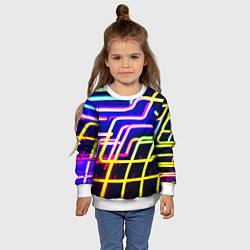 Свитшот детский Авангардный неоновый паттерн, цвет: 3D-белый — фото 2