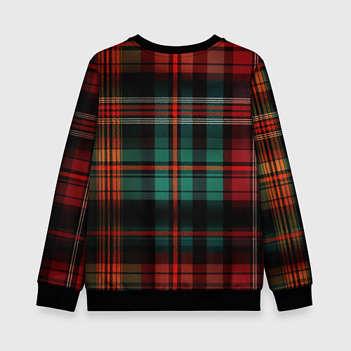 Детский свитшот Красно-зелёная шотландская клетка / 3D-Черный – фото 2