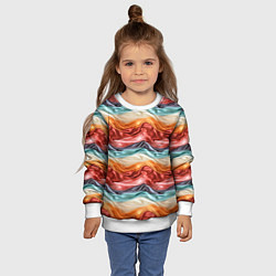 Свитшот детский Разноцветные полосы текстура ткани, цвет: 3D-белый — фото 2