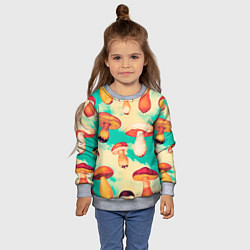 Свитшот детский Грибы в небе паттерн, цвет: 3D-меланж — фото 2