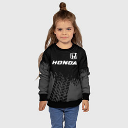 Свитшот детский Honda speed на темном фоне со следами шин посереди, цвет: 3D-черный — фото 2