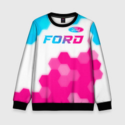 Свитшот детский Ford neon gradient style посередине, цвет: 3D-черный