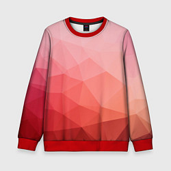 Свитшот детский Абстракция с градиентом полигональная, цвет: 3D-красный