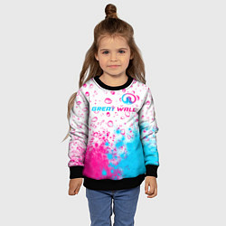 Свитшот детский Great Wall neon gradient style посередине, цвет: 3D-черный — фото 2