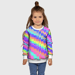 Свитшот детский Искаженные разноцветные полосы, цвет: 3D-белый — фото 2